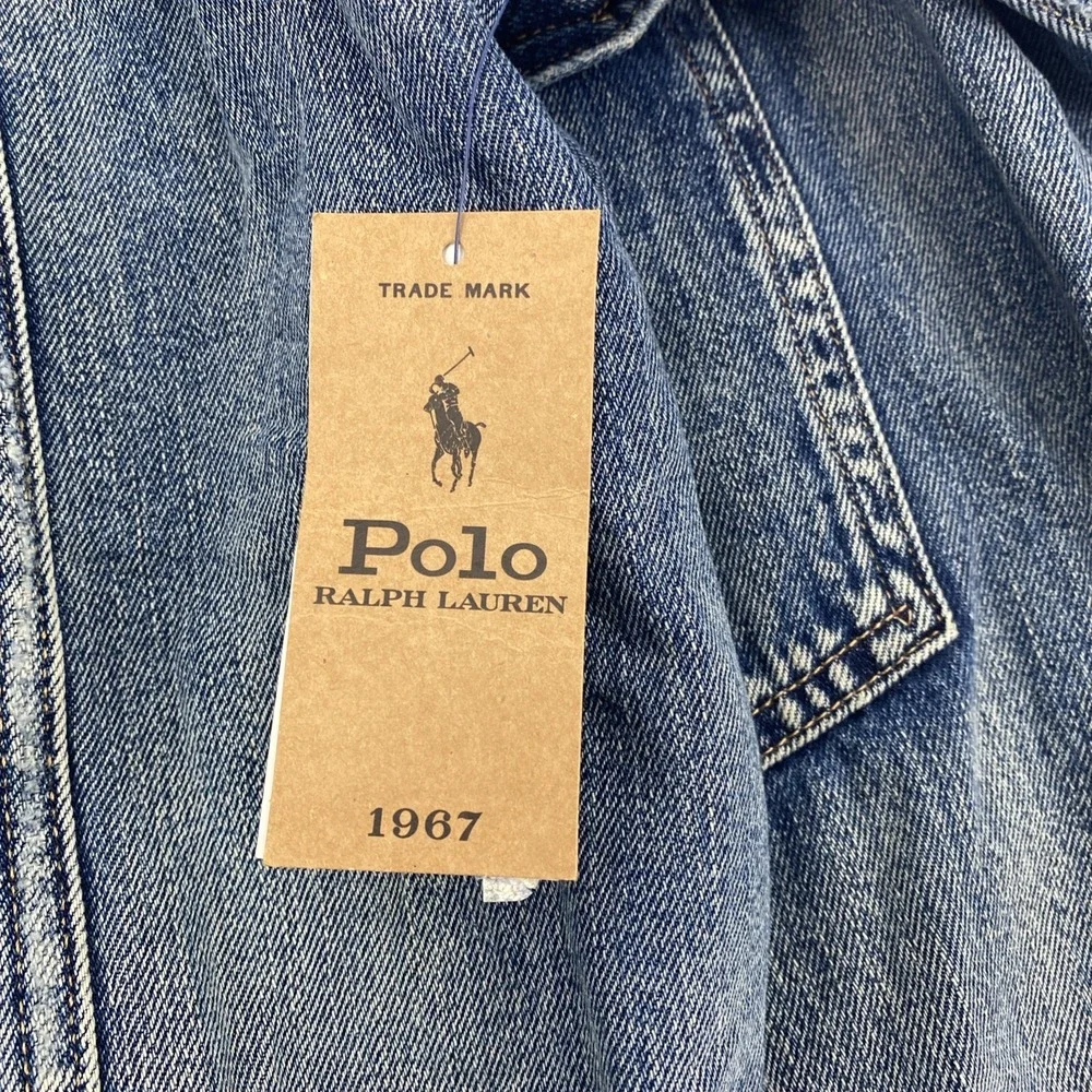 NEW Polo Ralph Lauren Denim Jacket Mens 4XLT Blue Sportsman Patchwork USA Flag